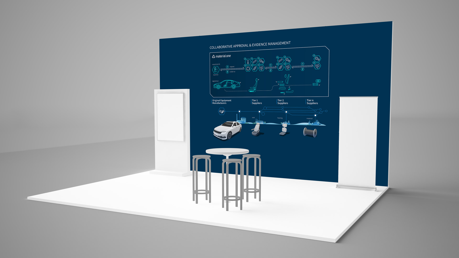 Infografik für Messestand – innovativer Einsatz bei material.one